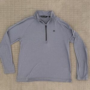 Travis Mathew Light Gray Golf Quarter-Zip Shirt
